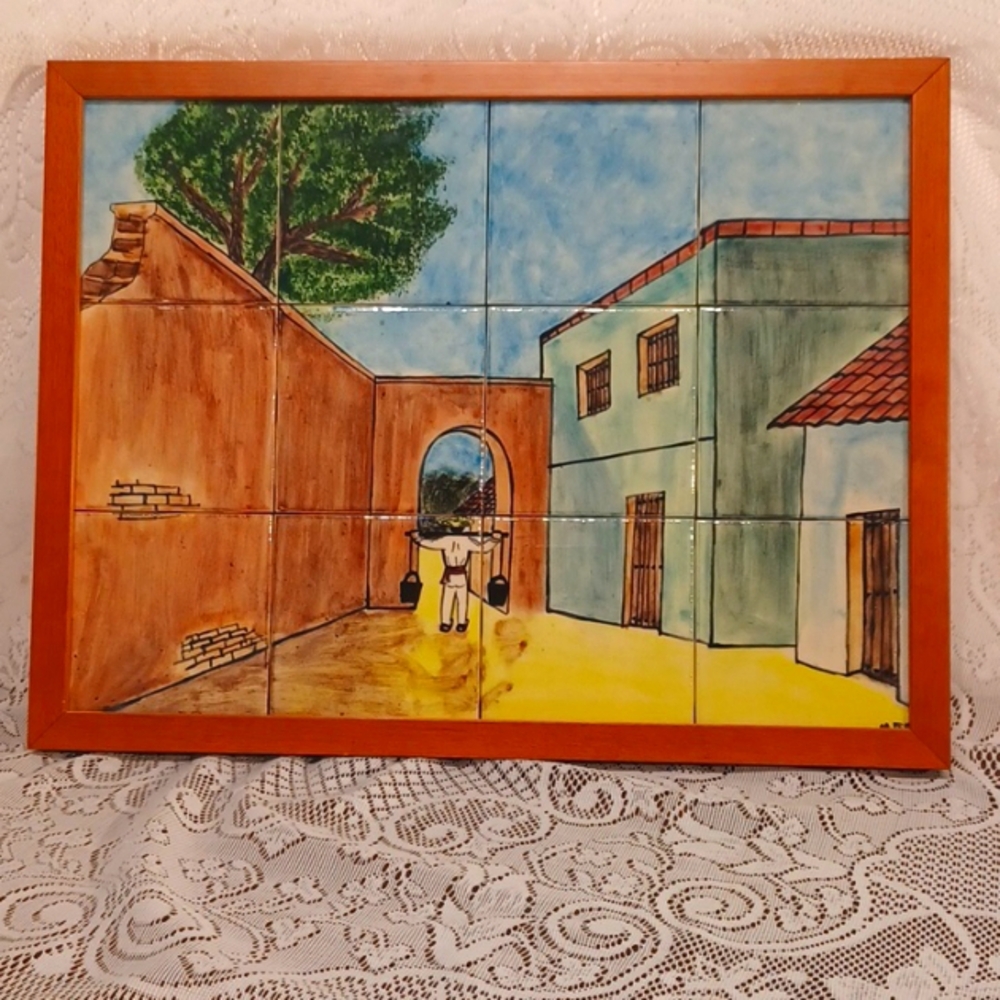 MEXICAN scene Tiles framed 6050